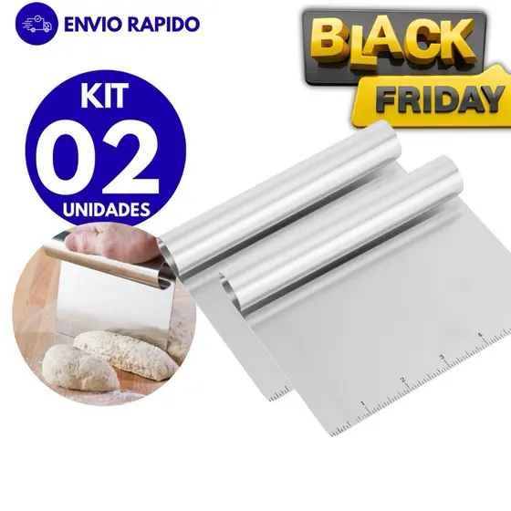 Kit 1 ou 2 Espátulas Raspadoras Inox Cortador de Massas Bolos Legumes Cozinha Multiuso