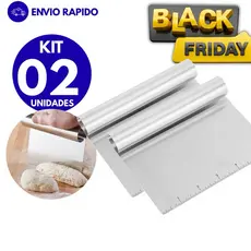 Kit 1 ou 2 Espátulas Raspadoras Inox Cortador de Massas Bolos Legumes Cozinha Multiuso