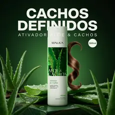 Ativador de Cachos Malka Aloe & Cachos 300ml Creme para Cabelo Cacheado Hidratação Definição Anti Frizz