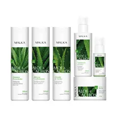 Tratamento Completo para Cabelo Cacheado Hidratação Definição de Cachos Kit 6 Produtos Malka