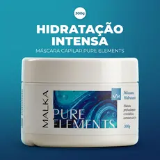 Máscara de Hidratação Capilar Malka Pure Elements 300g para Cabelo Seco e Ressecado