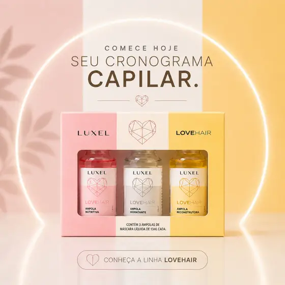 Cronograma Capilar Completo Hidratação Nutrição Reconstrução Tratamento Profissional Luxel 3 Ampolas