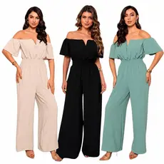 Macacão Feminino Social Longo Pantalonada Ombro a Ombro Alfaiate