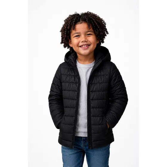 Jaqueta Puffer Infantil Masculino Pelinhos Com Touca Inverno