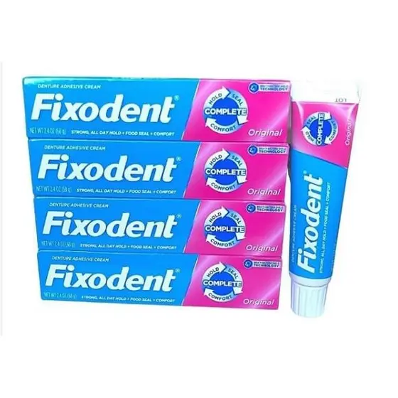 4 Fixodent 68g - 100% Original (4 Tubos) Unico Frete Cola Dentadura Adesivo Sem Sabor Alta Fixação