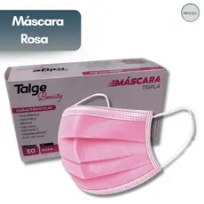 Kit Mascara Descartavel Rosa Tripla Camada Talge Clipe Nasal Proteçao BFE 95% Estetica Cilios Caixa 50 Ate 250 Unidades