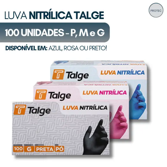 Caixa 100 Luvas Nitrílica Sem Pó Talge Inovem Atacado P M G