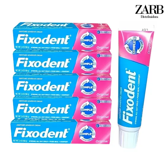 Kit 5 Fixodent Original 68g Creme Fixador Protese Dentadura