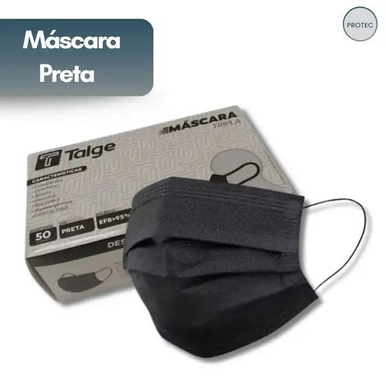 Até 250 Un Mascara Descartável Preta Tripla Camada C/ Clipe Nasal Anti Gotícula Estetica Tatuador Dentista Kit Atacado