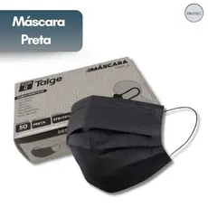 Até 250 Un Mascara Descartável Preta Tripla Camada C/ Clipe Nasal Anti Gotícula Estetica Tatuador Dentista Kit Atacado