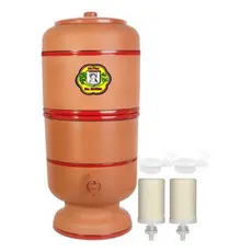 Filtro de Barro 25Litros 12,5litros na parte superior + 12,5litros na parte inferior com torneira, tampa 4velas e 4boias