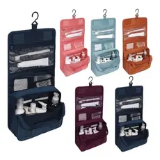 New Bolsa Necessaire Organizadora de Mala Higiene Pessoal Com Divisória Cabide Gancho Dobrável p/Viagem Divisórias/ Port