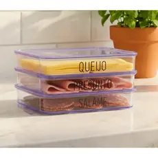Porta Frios com Tampa Hermético Queijo Presunto Organizadores Cozinha