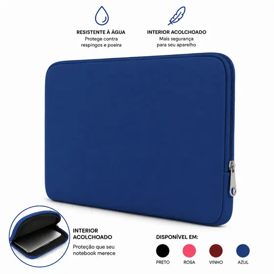 Capa Maleta de Notebook 13" 14" 15,6" 17" Polegadas Resistente a Respingos Zíper De Metal Lisa Macia