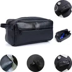 Necessaire em Couro Legítimo Estojo Bag Organizador Unissex Para Viagem e Cosméticos