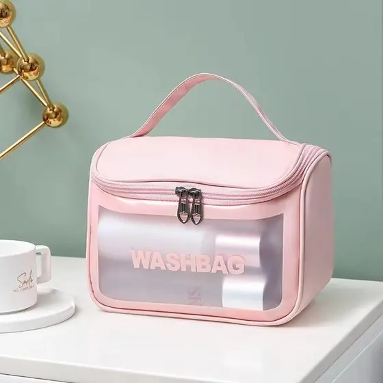 Necessário Organizador Viagem Bolsa Impermeável De Maquiagem Transparente Portátil Flip