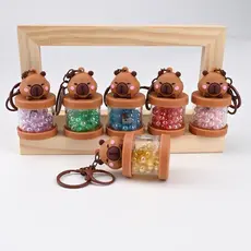Kit 3 Chaveiros Capivara com Luz LED Pingente Barril de Vinho Modelos Sortidos Portátil Para Mochila Bolsa Chaves