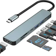 Hub Adaptador USB 7 Em 1 USB 3.0 USB 2.0 USB-C Expansor De Portas Alta Velocidade Para Notebook PC MacBook Plug Play