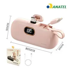 Mini Power Bank Cápsula Criativa Peining 5000mAh Portátil Compatível com iPhone Android Carregador de Bolso Recarregável