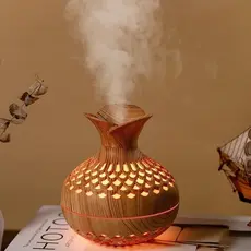 LED mini vaso de madeira umidificador de ar luz umidificador