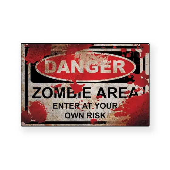 Quadro placa decorativa danger zombie