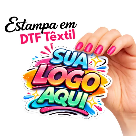 Estampas DTF TÊXTIL - SUA LOGO/SUA ARTE - TAMANHOS 3CM A 8CM  1:1 - Aplicação fácil com Ferro ou prensas - ENVIO RÁPIDO