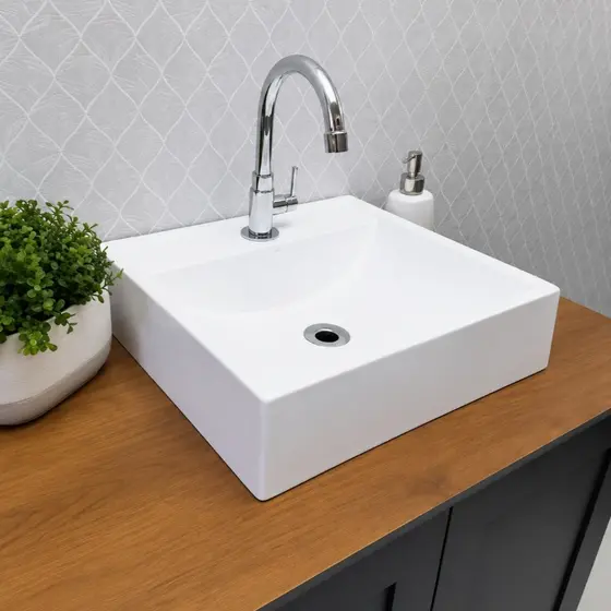 Cuba de Sobrepor para Banheiro Preta ou Branca Pia Moderna Resistente para Lavabo e Bancada
