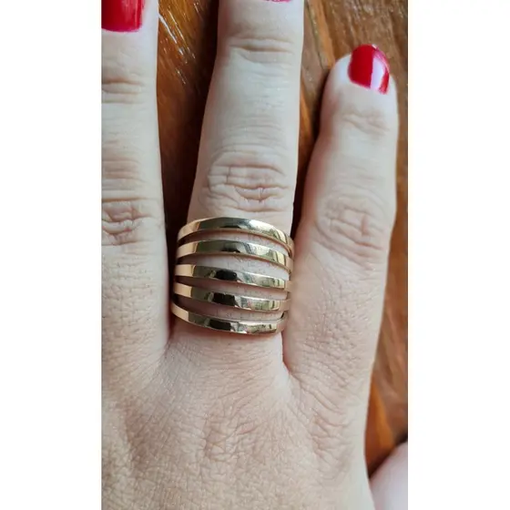 Anel maxi troia formado por 5  aros vazados cod:0094