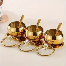 Kit Potes Açúcar Condimentos Com Bandeija Aço Inox 304 Esférico Cozinha Luxuoso Moderno Organizador
