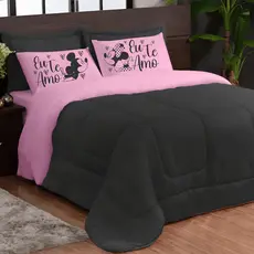 Edredom Casal Queen Kit com 3 Peças Dupla Face Fronha Estampa Delicada