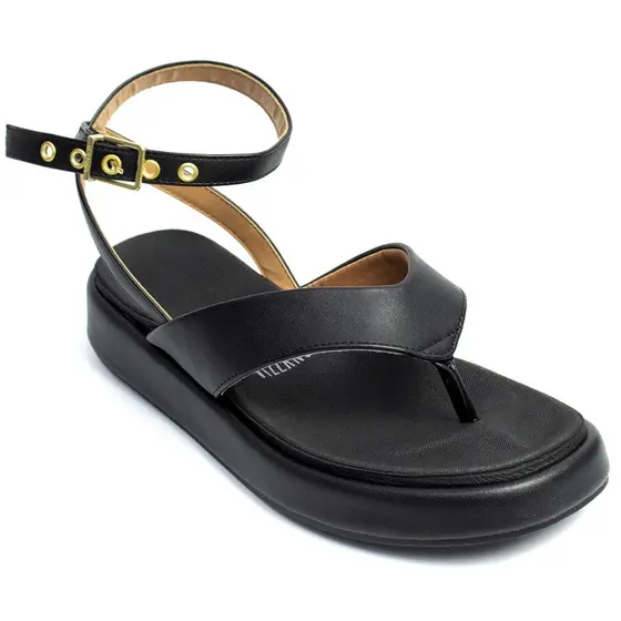 Sandália Flat Vizzano Feminina Original Tornozelo 6506.103 Preto