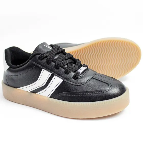 Tenis Vizzano Feminino Casual Moda 1444.100 Preto e Branco