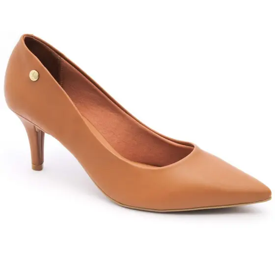 Scarpin Vizzano Feminino Salto Baixo Fino Macio Original Caramelo 1185