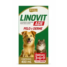 Linovit 400 Ml Suplemento Vitaminico Para Cães E Gatos Sabor Bacon