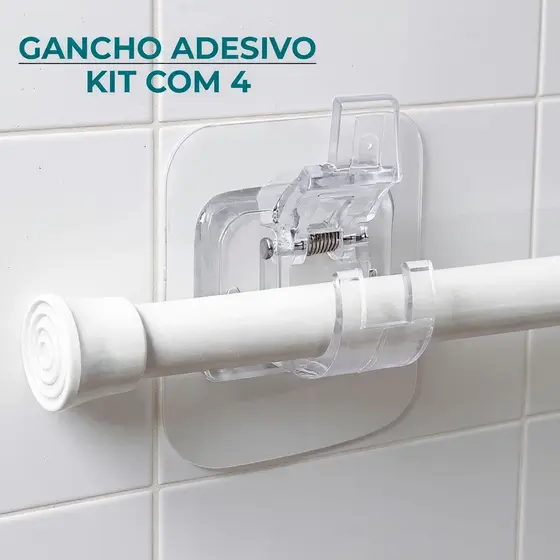 Kit Ganchos Adesivos Suporte Varão Cortina Versátil Suspensão