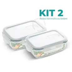 Conjunto 2 Potes 1040ml Marmita Vidro Hermético 4 Travas Com Válvula
