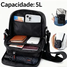 Bolsa Shoulder Bag Lateral Bolsa Transversal Pochete com ziper Unissex Alça regulável