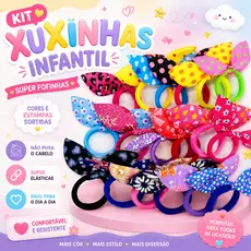 Kit 24/48/72/96 Xuxinhas com Lacinho Elásticos de Cabelo Rabicó Scrunchies Infantil