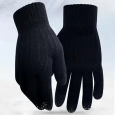 Pares de Luvas De Lã Frio Inverno Adulto Preta Unissex Mão Ideal Inverno Neve e Frio Extremo
