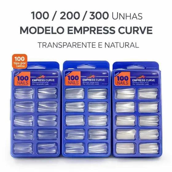Unhas Postiças Bailarina Natural Branca Transparente Alongamento Nail Profissional