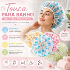 Toucas Para Banho Com Elástico Impermeável Tintura Hidratação Várias Estampas
