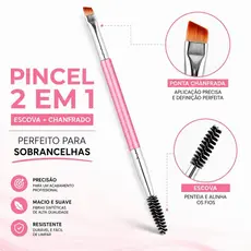 Pincel Chanfrado E Escova Duplo Para Sobrancelha Dupla Face Escova Angular Plana alça plástico