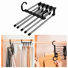 Cabide Para Calças Organizador Aço Inox Multifuncional Retrátil 5 em 1