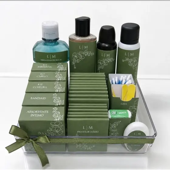 Kit Toalete Banheiro para Casamento  Papelaria Personalizado com Bandeja de Acrílico