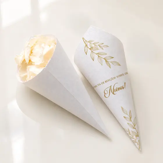 Cones para Pétalas Casamento Chuva de Bênçãos PRONTA ENTREGA Festa Cerimônia Papel Offset (Arroz, pétalas, suspiro)