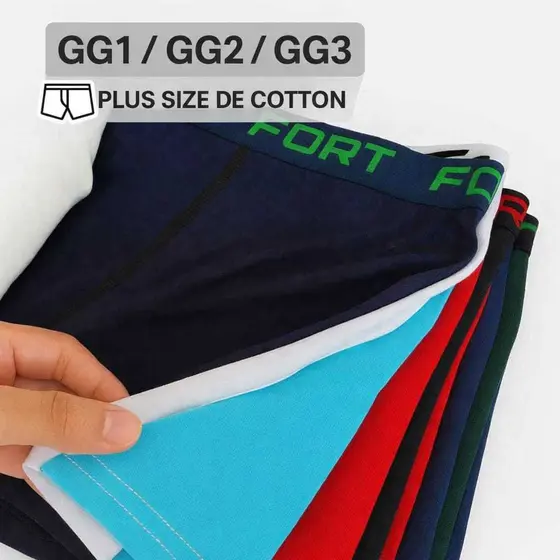 Kit Com 10 ou 5 Cuecas Plus Size Cotton Algodão Extra Grande