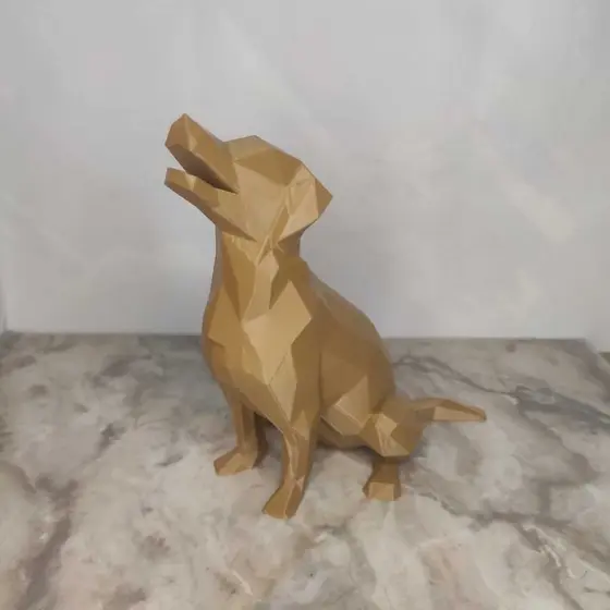 Estátua Cachorro Geométrico em Impressão 3D – Decoração Moderna Pet Lover