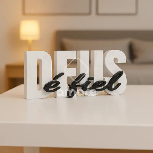 Letreiro Deus é Fiel Decorativo | Escultura Cristã 3D Minimalista | Fé e Inspiração para Sala, Quarto ou Escritório