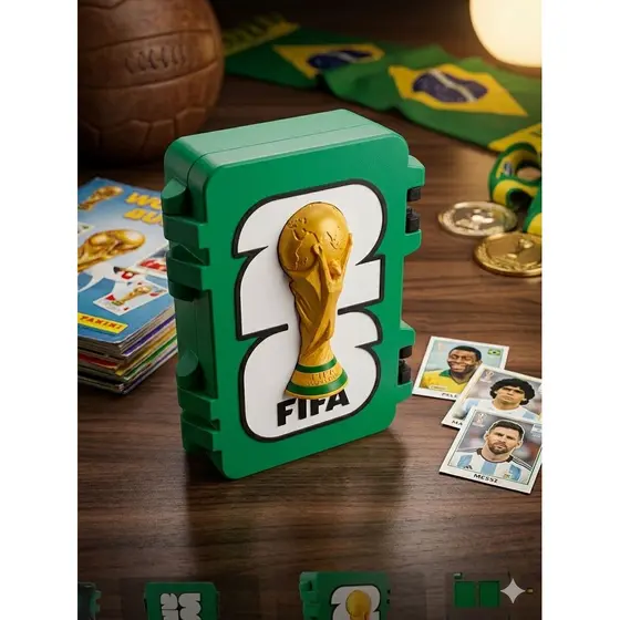 Caixa Porta Figurinhas álbum Copa do Mundo 2026 Personalizada Com Nome
