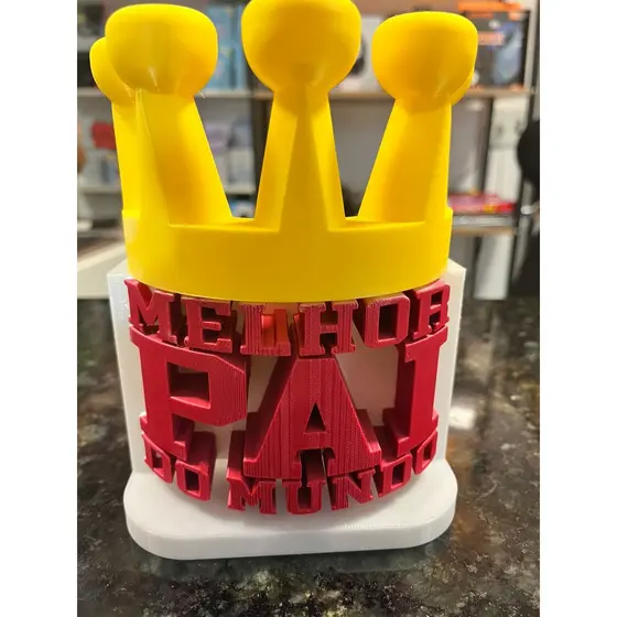 Placa Decorativa O melhor pai do Mundo – Presente Criativo em Impressão 3D para Dia dos Pais